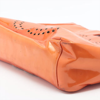 Chanel Patent Leather Orange Triple Coco CC Logo Tote Bag