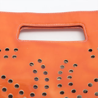 Chanel Patent Leather Orange Triple Coco CC Logo Tote Bag