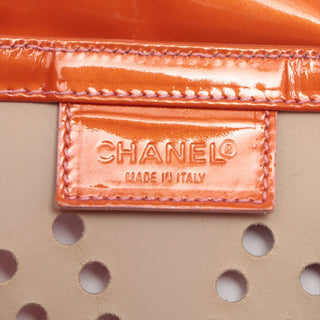 Chanel Patent Leather Orange Triple Coco CC Logo Tote Bag