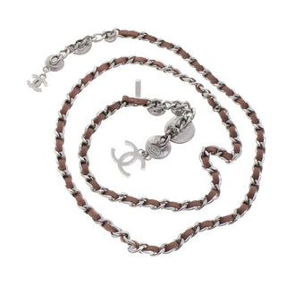 Chanel Y2K Vintage Runway Silver Pink Chain Belt Embellished Enamel Necklace