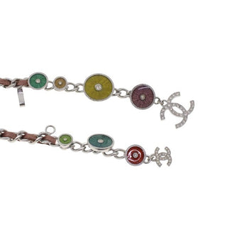 Chanel Y2K Vintage Runway Silver Pink Chain Belt Embellished Enamel Necklace