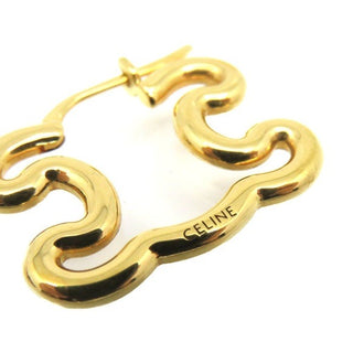 Celine Macadam Logo Gold Earrings Pair With Pouch and Box