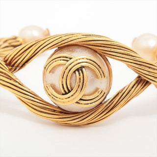 Chanel Faux Pearl Trim 24K Gold Plated Bangle Cuff Bracelet Vintage 90s AW94 RARE