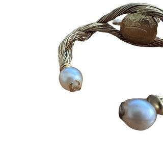 Chanel Faux Pearl Trim 24K Gold Plated Bangle Cuff Bracelet Vintage 90s AW94 RARE