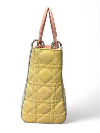 Christian Dior Lady Dior Lambskin Leather Pastel Tricolor Colorblock with Strap