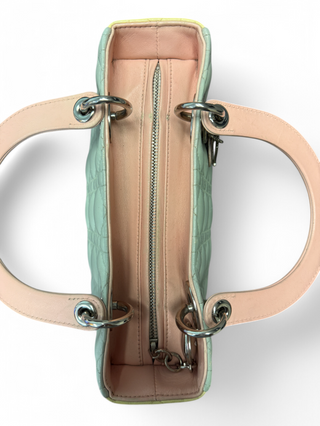 Christian Dior Lady Dior Lambskin Leather Pastel Tricolor Colorblock with Strap