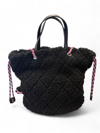 Chanel Coco Neige Shearling and Leather Trim 2way Bucket Bag FW2019 Runway