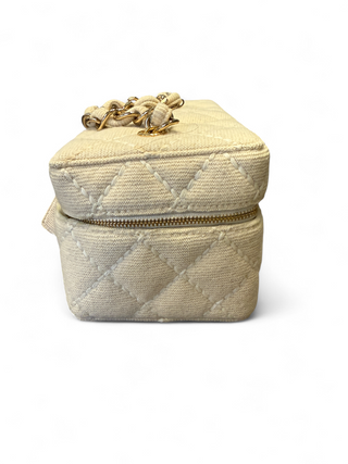 Chanel Beige Wool Wild Stitch Vanity Vintage Y2K Era Bag