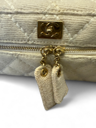 Chanel Beige Wool Wild Stitch Vanity Vintage Y2K Era Bag