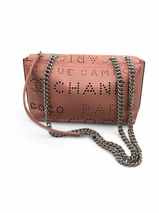 Chanel Logo Mania Eyelets Flap Bag in Perforated Calfskin with Tweed Pouch