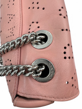 Chanel Logo Mania Eyelets Flap Bag in Perforated Calfskin with Tweed Pouch