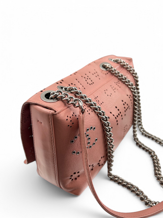 Chanel Logo Mania Eyelets Flap Bag in Perforated Calfskin with Tweed Pouch