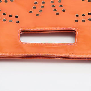 Chanel Patent Leather Orange Triple Coco CC Logo Tote Bag