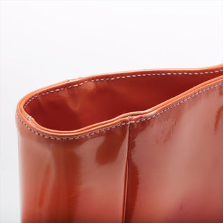 Chanel Patent Leather Orange Triple Coco CC Logo Tote Bag