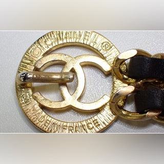 Chanel Double Chain Waist Belt Necklace 90s Era 24K Gold Plated Leather Vintage
