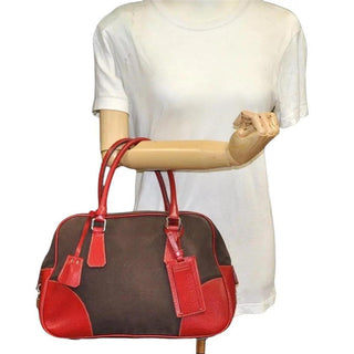 PRADA Canvas and Leather Tote Bag Vintage Y2K Tote w Lock Key and Clochette
