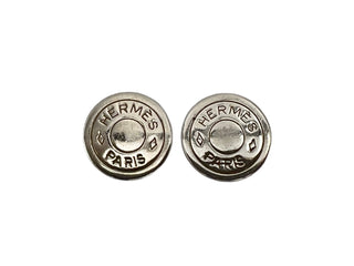 Hermès Paris Button Earrings in Silver
