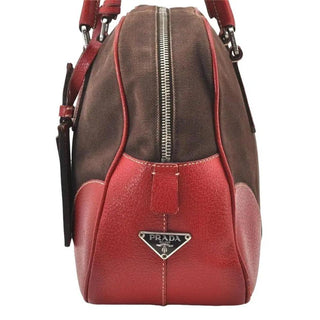 PRADA Canvas and Leather Tote Bag Vintage Y2K Tote w Lock Key and Clochette