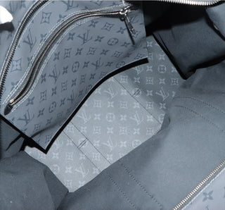 LOUIS VUITTON Coated Canvas and Leather Trim Shoulder Bags Jumbo Cabas Eclipse Shoulder Travel Bag