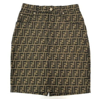 Fendi Vintage 80s Jacquard Skirt Zucca FF Monogram Print