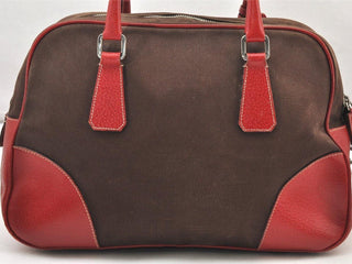 PRADA Canvas and Leather Tote Bag Vintage Y2K Tote w Lock Key and Clochette
