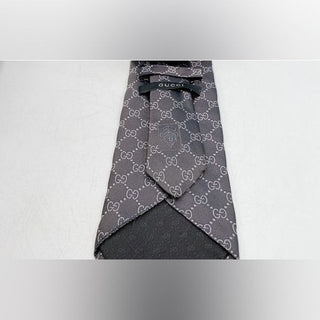 Gucci Vintage Y2K Tom Ford Era Black GG Guccissima Silk Tie w Box