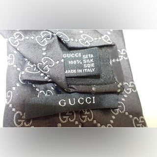 Gucci Vintage Y2K Tom Ford Era Black GG Guccissima Silk Tie w Box
