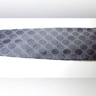 Gucci Vintage Y2K Tom Ford Era Black GG Guccissima Silk Tie w Box
