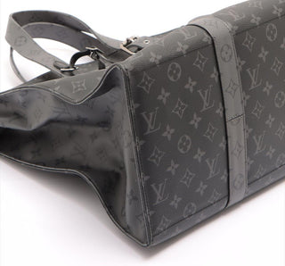 LOUIS VUITTON Coated Canvas and Leather Trim Shoulder Bags Jumbo Cabas Eclipse Shoulder Travel Bag
