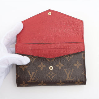 Louis Vuitton Pallas Compact Wallet Monogram Canvas Cherry Leather