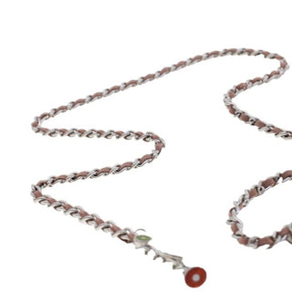 Chanel Y2K Vintage Runway Silver Pink Chain Belt Embellished Enamel Necklace