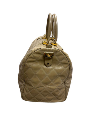 Leather Quilted Vintage 90s 24K Gold Plated Travel Bag w Logo Tag Clochette COA from Entrupy