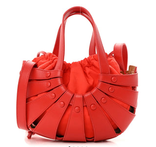 Bottega Veneta Leather Small Shell Two Way Crossbody and Tote Bag