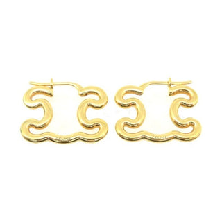 Celine Macadam Logo Gold Earrings Pair With Pouch and Box