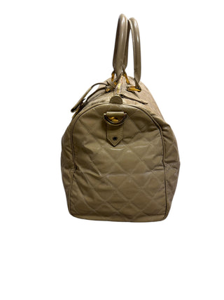 Leather Quilted Vintage 90s 24K Gold Plated Travel Bag w Logo Tag Clochette COA from Entrupy