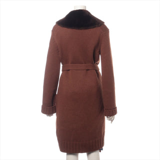 Hermes Knit Cashmere Jacket Coat with Removable Fur and Leather Collar