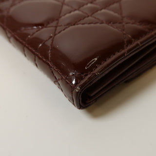Christian Dior Lady Dior Patent Leather Long Cannage Quilted Wallet on Chain