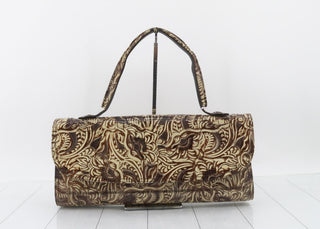 Fendi Leather Embossed Tooled Jumbo Baguette Shoulder Bag