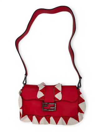 Fendi Vitello Seta Waves Beaded Triangles Baguette Fiamma