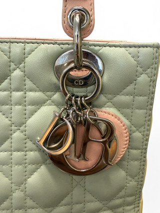 Christian Dior Lady Dior Lambskin Leather Pastel Tricolor Colorblock with Strap