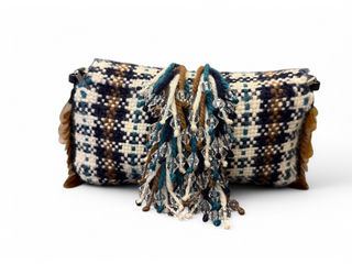 Fendi Baguette Plaid Knit Shearling with Crystals and Sequins 3 Way Clutch Crossbody Shoulder Bag