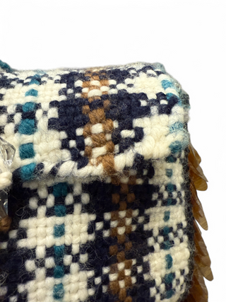 Fendi Baguette Plaid Knit Shearling with Crystals and Sequins 3 Way Clutch Crossbody Shoulder Bag