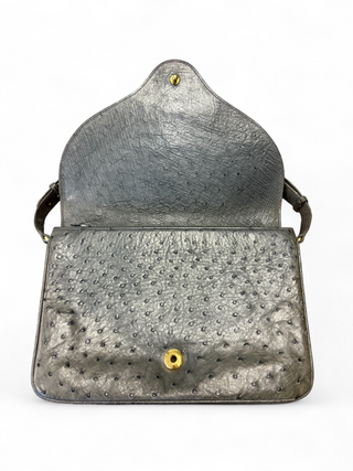 Gucci Ostrich Horsebit Vintage 70s Shoulder Bag Purse