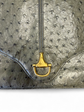 Gucci Ostrich Horsebit Vintage 70s Shoulder Bag Purse