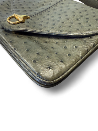 Gucci Ostrich Horsebit Vintage 70s Shoulder Bag Purse