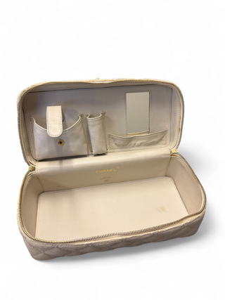 Chanel Beige Wool Wild Stitch Vanity Vintage Y2K Era Bag