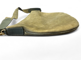 Gucci Vintage 80s Leather Nubuck Suede Half Moon Shoulder Bag