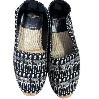 Saint Laurent Paris Skeleton Skulls Espadrille Shoes Leather and Canvas RARE