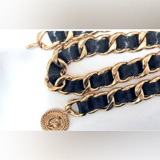 Chanel Jumbo Chain Belt Runway Medallion Necklace w Box Vintage 24K Gold Plated