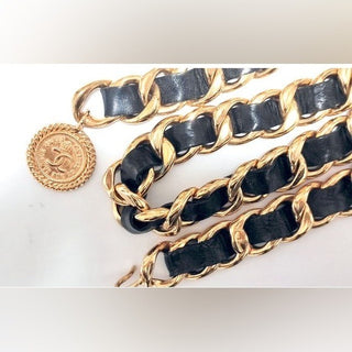 Chanel Jumbo Chain Belt Runway Medallion Necklace w Box Vintage 24K Gold Plated
